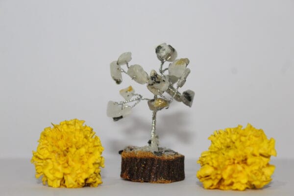 Natural Rainbow Moonstone M-Seal Silver Wire Stone Tree for Vastu - Image 3