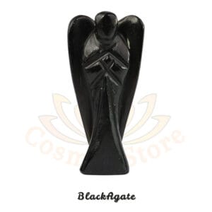 Black Agate Crystal Angel Pocket Figurines Idol Original Crystal Healing Gemstone for Yoga Reiki Meditation Feng Shui.
