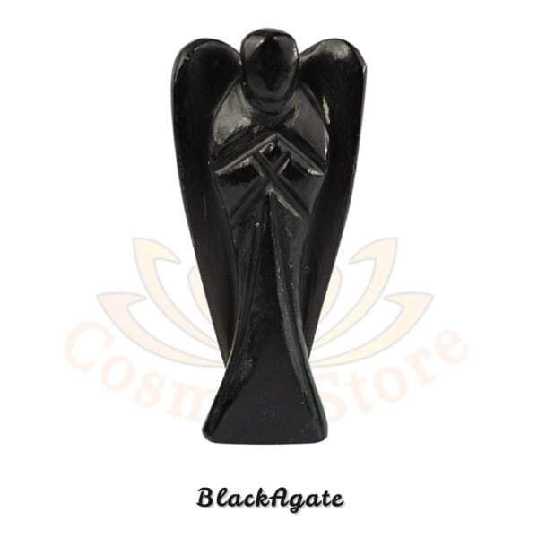 Black Agate Crystal Angel Pocket Figurines Idol Original Crystal Healing Gemstone for Yoga Reiki Meditation Feng Shui.
