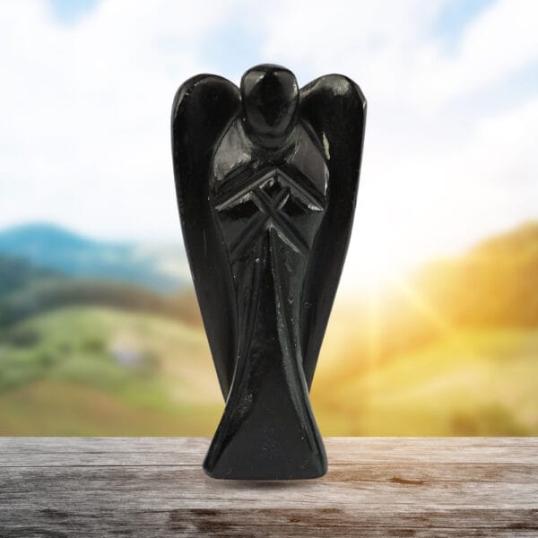 Black Agate Crystal Angel Pocket Figurines Idol Original Crystal Healing Gemstone for Yoga Reiki Meditation Feng Shui. - Image 2