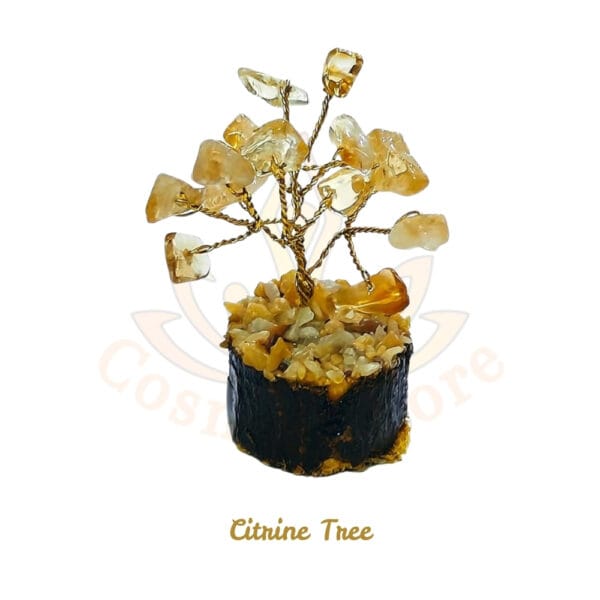 Citrine Gemstone Money Tree Feng Shui Bonsai for Reiki Healing Chakra Stone Balancing Energy Generator Spiritual Meditation Home Interior Office Decor.